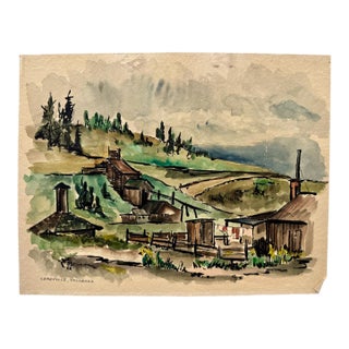 Henry Emil Salloch Original Watercolor on Paper Leadville, Colorado. 1956. For Sale