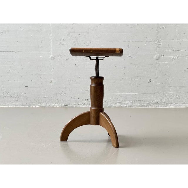 Height-Adjustable Piano Stool in Beech, 1920s For Sale - Image 3 of 18