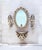 Art Nouveau Vintage Ornate Gold Wall Mirror Set With Shelf and Candleholders For Sale - Image 3 of 11