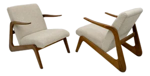 Set of Mid-Century Modern Italian Bouclè Lounge Chairs, 1970s
