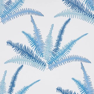 Schumacher X Cristina Buckley Canyon Ferns Wallpaper in Lagoon - 10 Yards For Sale