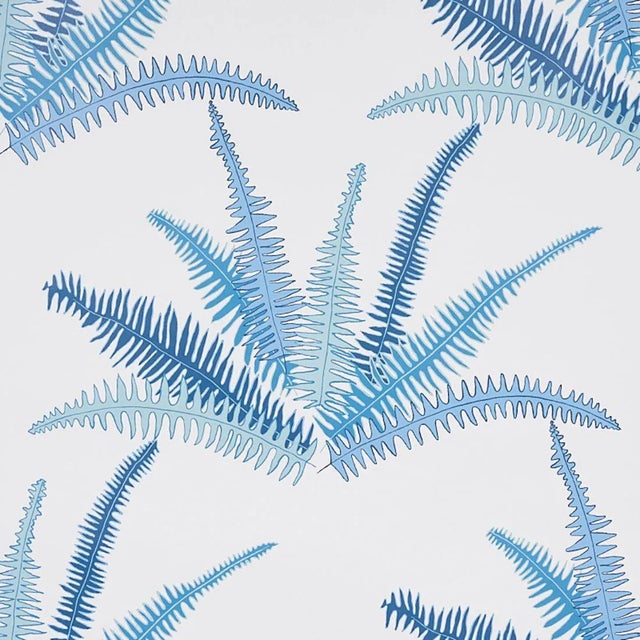 Schumacher X Cristina Buckley Canyon Ferns Wallpaper in Lagoon - 10 Yards For Sale