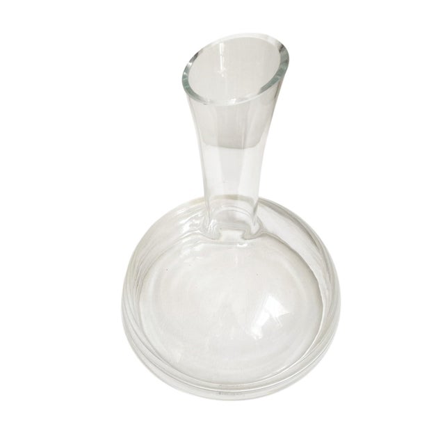 Mid-Century Modern 1970s Krosno Wine Decanter Aerator Handmade Glass Swoon Carafe For Sale - Image 3 of 3