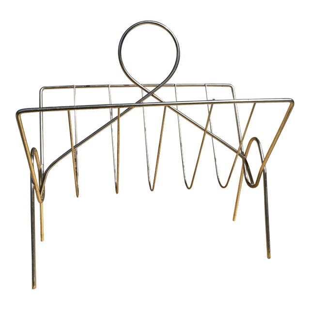 Vintage Mid Century Modern Magazine Rack For Sale