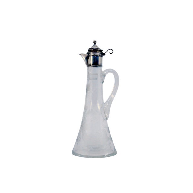 Glass Jug with Reliefs on the Neck and Silver Hinged Lid For Sale - Image 11 of 11