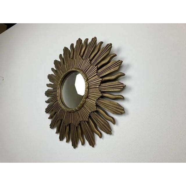 Vintage Golden Sunburst Mirror, 1960s, in Flawless conditions. Designed 1960 to 1969