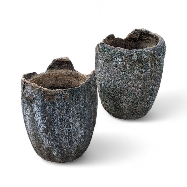 Pair of Vintage Patinated Industrial Crucible Planters, Rustic For Sale - Image 12 of 18