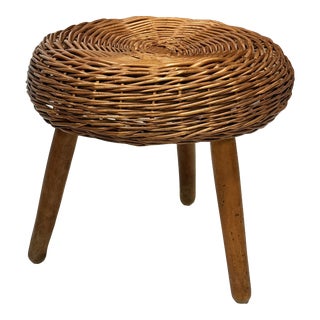 Early Tony Paul Wicker Ottoman For Sale
