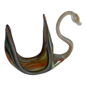 Vintage Murano Style Multicolor Art Glass Swan Sculpture