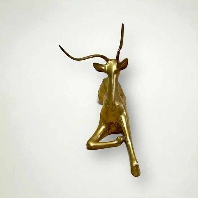 Mid 20th Century Mid Century Modern Decorative Brass Statue – Gazelle Sculpture For Sale - Image 5 of 5