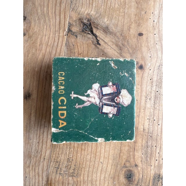 Vintage Italian Advertising Ceramic Coasters, Set of 4 | Ingham Marsala, Baroni & Cacao Cida For Sale - Image 4 of 12