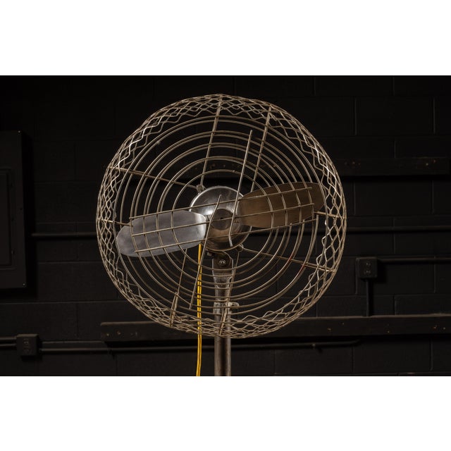 Industrial 1940s Electro-Max Industrial Pedestal Floor Fan For Sale - Image 3 of 9