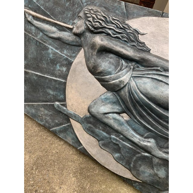 1970s Art Deco Revival Heralding Goddess Wall Sculpture For Sale - Image 4 of 6