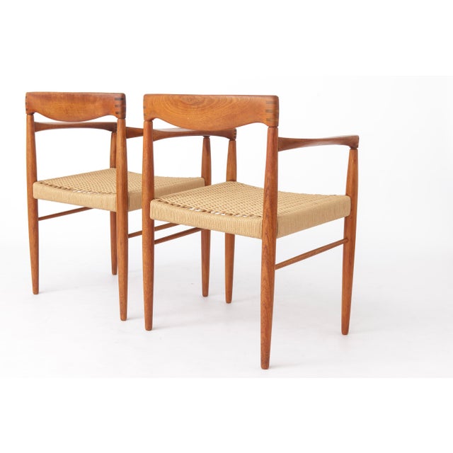 Danish Armchairs in Teak and Paper Cord by H.W. Klein for Bramin, 1960s, Set of 2 For Sale - Image 6 of 12