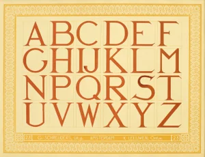 1907 Dutch Letterpress Sheet, Matted (Abcdef Ghijklm Npqrst Uvwxyz)