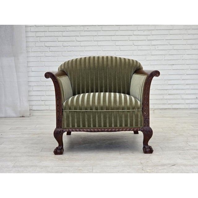 Danish Armchair in Furniture Velour and Teak Wood, 1950s For Sale - Image 15 of 15