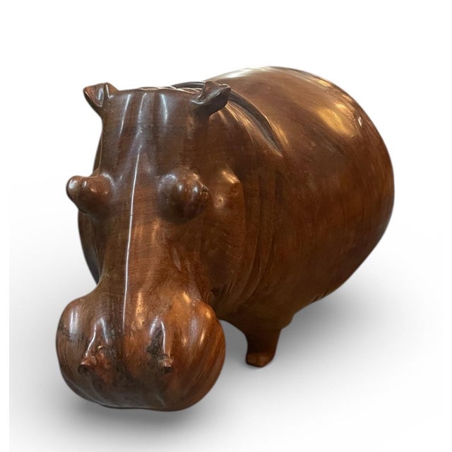 Monumental Hand-Carved Hardwood Hippopotamus Sculpture For Sale In West Palm - Image 6 of 7