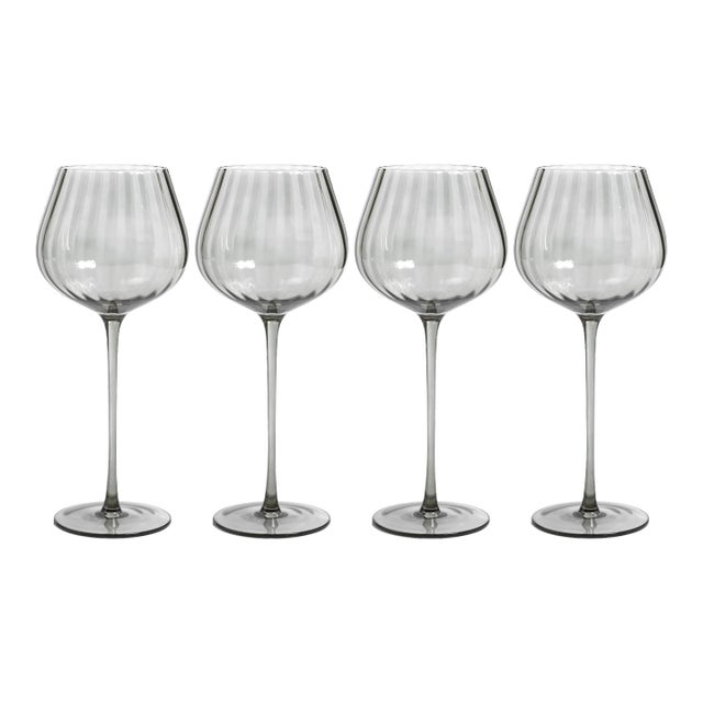 Malden Optic Red Wine Glasses - Smoke, Set of 4 For Sale