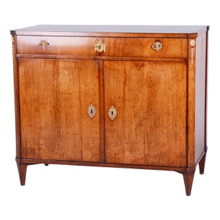 Empire Cabinet in Oak, Spruce, Mahogany Veneer and Brass, Austria, 1810s For Sale