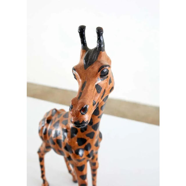Painted Leather Giraffe Sculptures - a Pair For Sale - Image 4 of 13