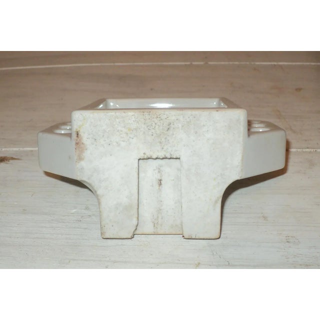 Early 20th Century White Ceramic Soap Dish Shower Shelf Tooth Brush Tray For Sale - Image 4 of 7