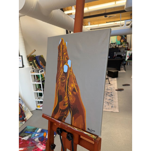 "Intertwined As One" is a contemporary painting that delves into the sacred architecture of intimacy. The artist merges...