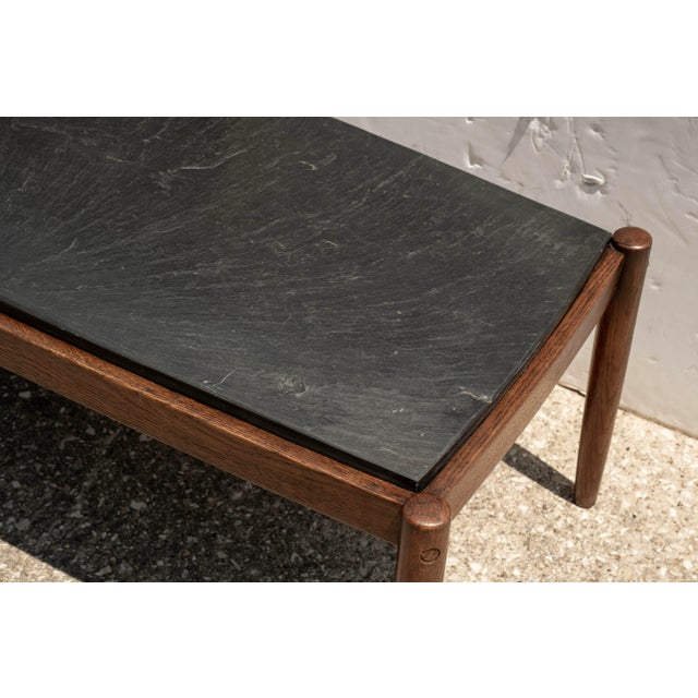 1960s 1960s French Brutalist Walnut Coffee Table With Slate Top For Sale - Image 5 of 12