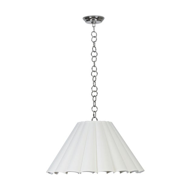 Silver Allison Scalloped Shade Pendant Large, Polished Nickel For Sale - Image 8 of 8