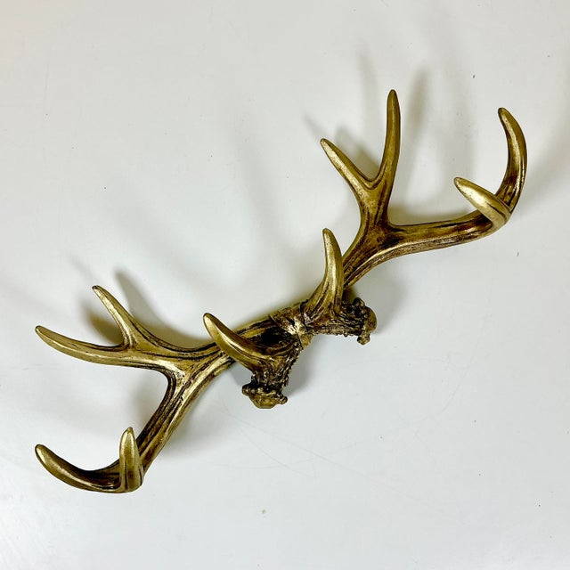 Late 20th Century Vintage Rustic Adirondack Arts & Crafts Faux Antler Wall Mounted Hooks. For Sale - Image 5 of 11