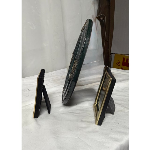 Trio Oof Tale Top Frames in Emerald Green and Brass For Sale In Atlanta - Image 6 of 8