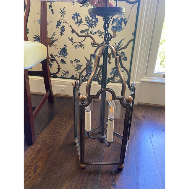 Paul Ferrante Iron Chandelier With Gold Leaf For Sale - Image 11 of 11