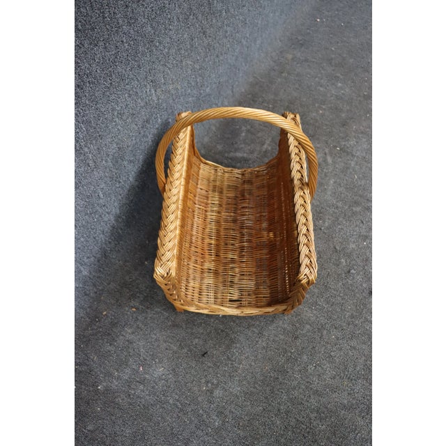 Mid Century Wicker Magazine Rack For Sale - Image 4 of 6