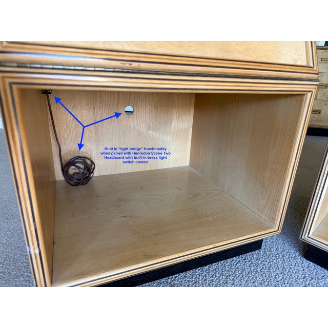 Wood Pair of Vintage Henredon Scene Two Burlwood Nightstands For Sale - Image 7 of 10