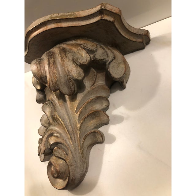 Rustic European Vintage Hand-Carved Acanthus Leaf Wall Shelf For Sale - Image 3 of 11