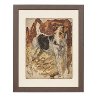 Frederick Thomas Daws, Antique Jack Russell Terrier, Oil on Canvas, 1920, Framed For Sale