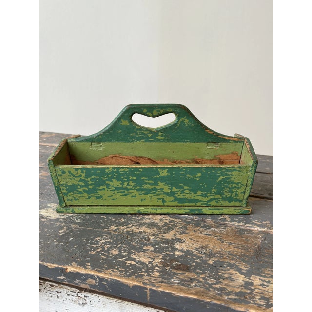 Green Antique Green Polychrome Pine Knife Box, Mid-Late 19th Century For Sale - Image 8 of 15
