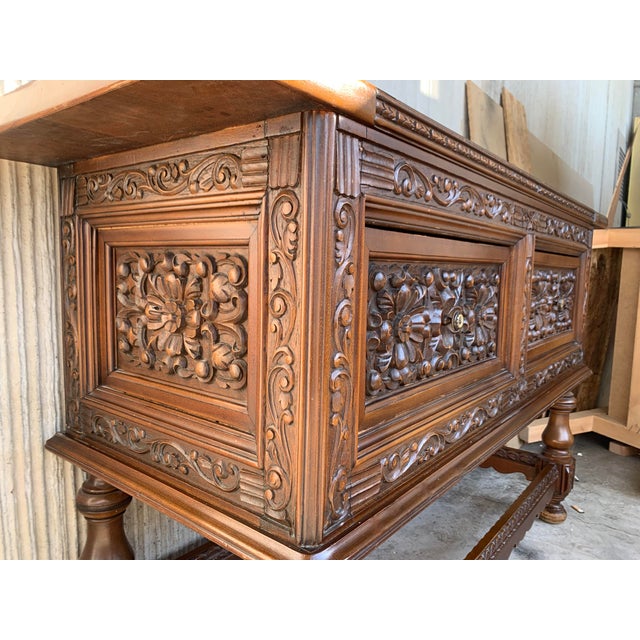 Brown 1930s Spanish Walnut Console Chest For Sale - Image 8 of 11