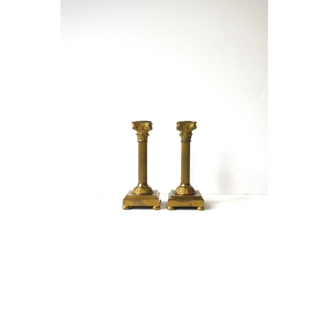 French Neoclassical Bronze Corithian Column Pillar Candlesticks Holders, Pair For Sale - Image 13 of 13