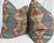 Custom pair of 22" pillows covered in a ikat patterned woven fabric. These pillows have tapered corners to prevent dog...