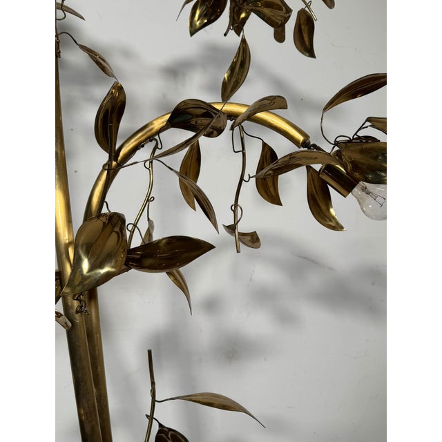 Floral Brass Floor Lamp attributed to Tommaso Barbi for Bottega Gadda, 1970s For Sale - Image 17 of 18