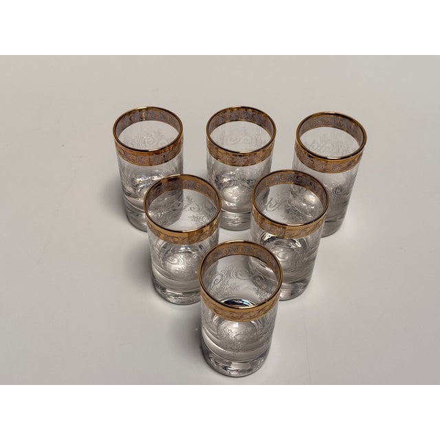 Glass Murano Glass Medici Gold Rim Liquor Glass Set, 1970s, Set of 6 For Sale - Image 7 of 7
