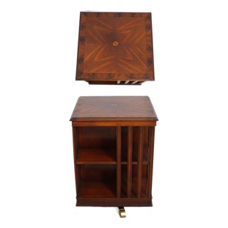 Regency Style Mahogany Inlaid Revolving Bookcase For Sale