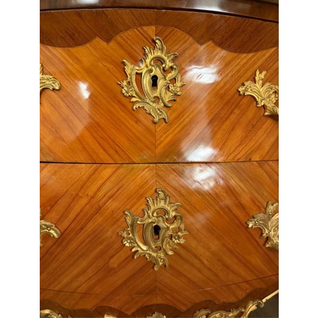 French 19th Century Louis XV Style Bronze-Mounted Marble-Top Commode For Sale - Image 4 of 7
