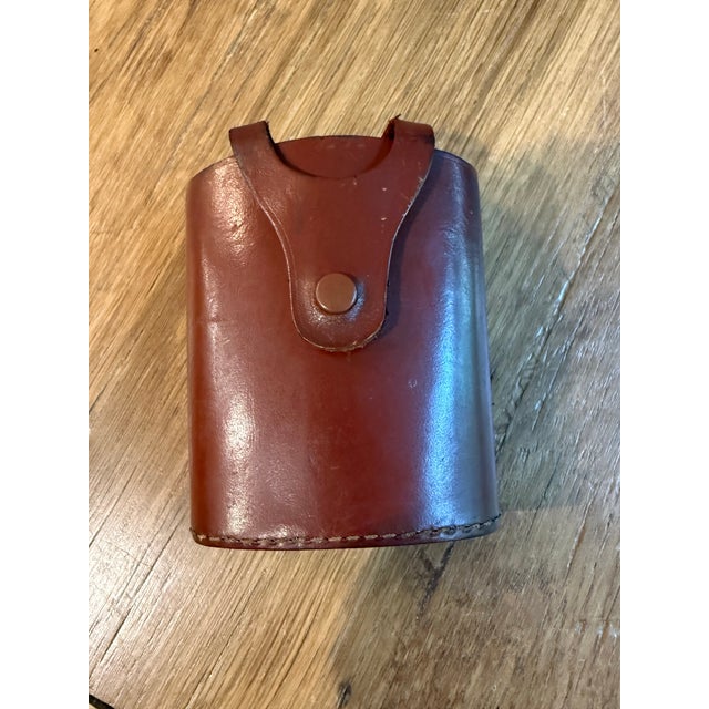 1950’s Leather Hip Flask Liquor Case For Sale - Image 4 of 6