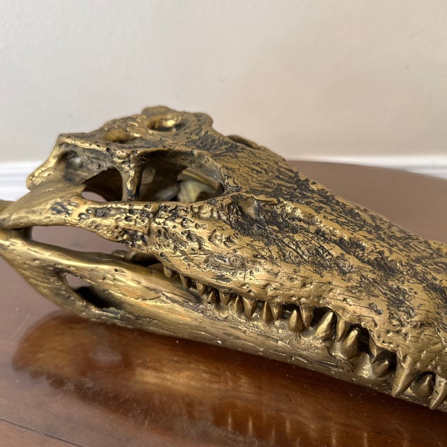Vintage Crocodiles Brass Bust Sculpture For Sale - Image 4 of 11
