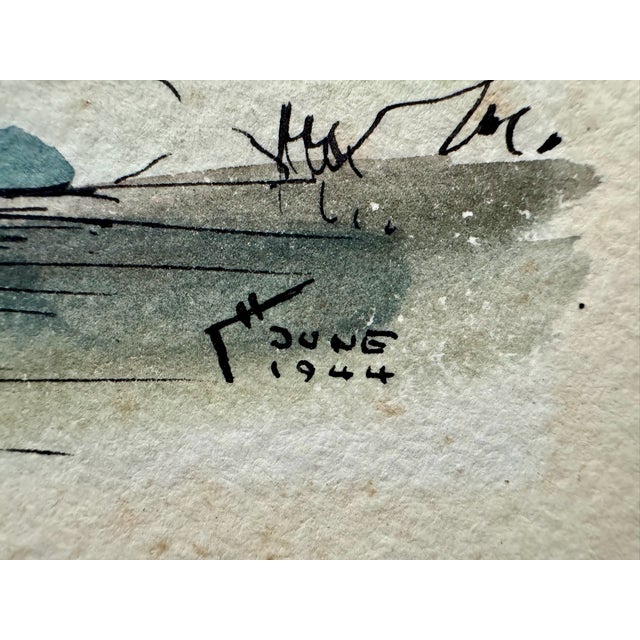 Henry Emil Salloch Original Watercolor on Paper Country Pasture, 1944. For Sale - Image 4 of 6