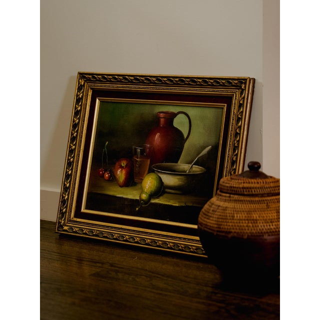 Wood Original Oil Painting by Frank Lean - Tabletop Still Life For Sale - Image 7 of 7