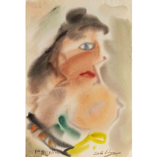 Carlo Ravagnan, Contemporary Portrait, 1960s, Watercolor For Sale