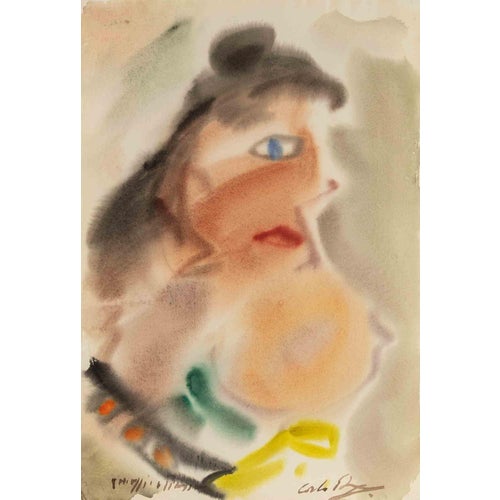 Carlo Ravagnan, Contemporary Portrait, 1960s, Watercolor For Sale