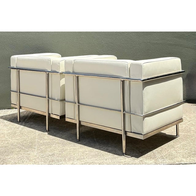 Vintage Chrome Frame Lounge Chairs After Corbusier - A Pair For Sale - Image 13 of 18
